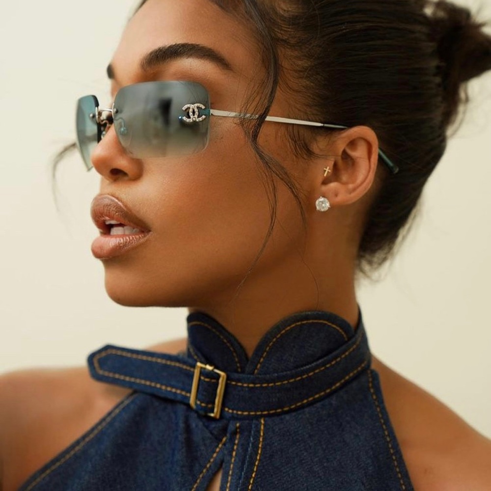 RARE CHANEL Rimless Sunglasses 4017 D Teal Gradient Rate A+